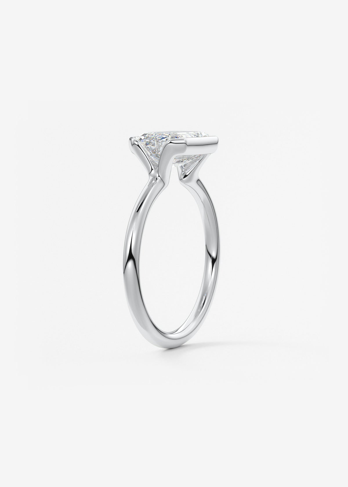 Emerald Half Bezel Lab Grown Diamond Engagement Ring