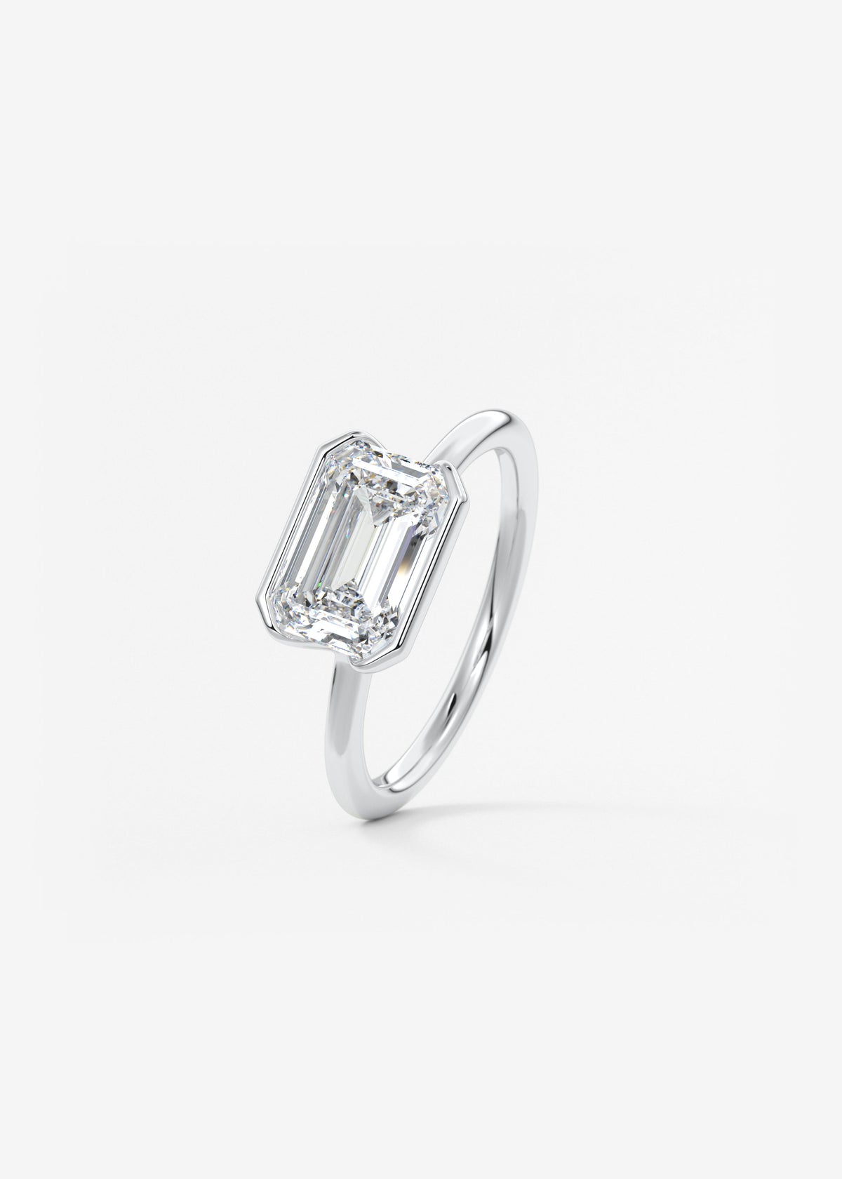 Emerald Half Bezel Lab Grown Diamond Engagement Ring
