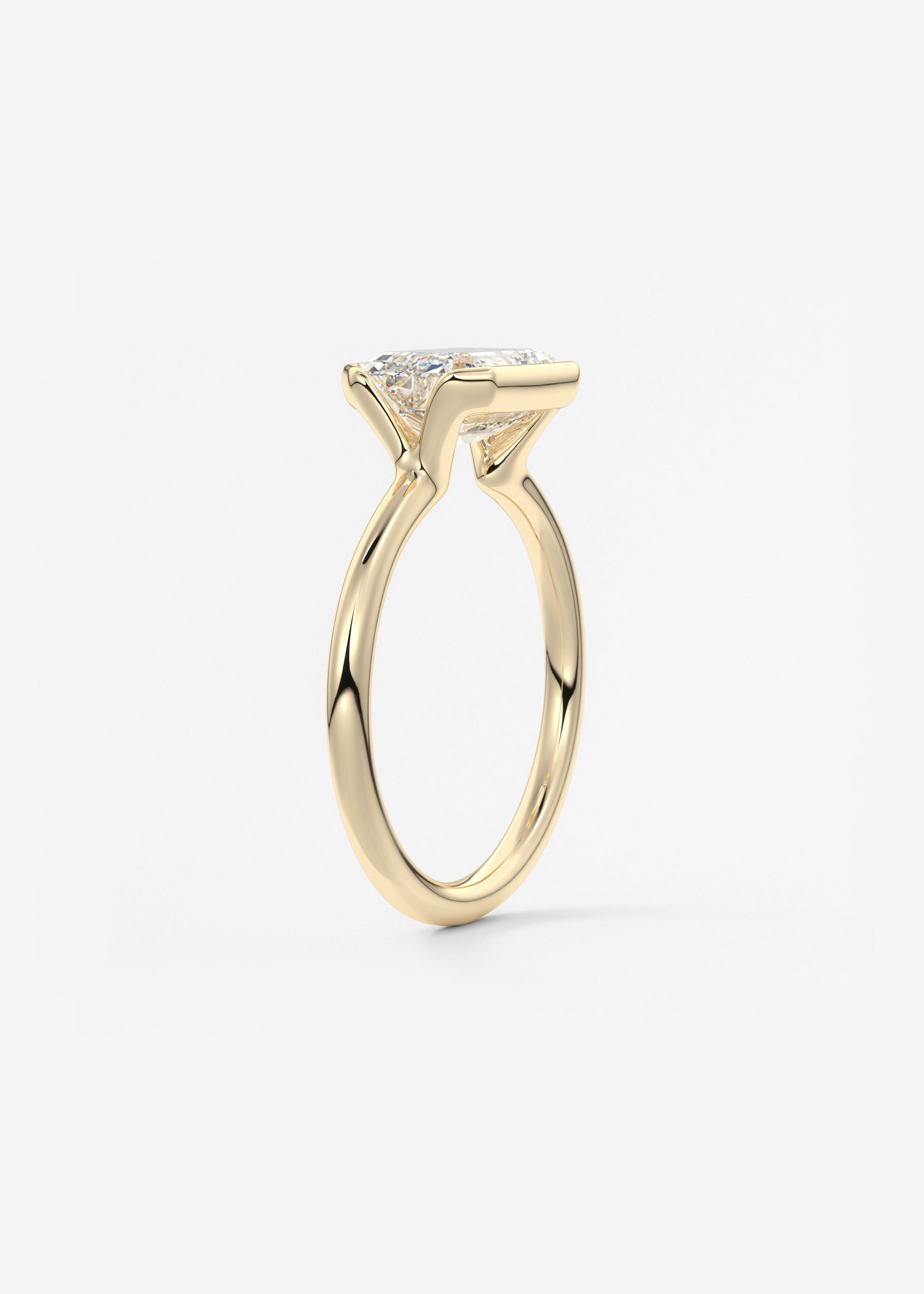 Emerald Half Bezel Lab Grown Diamond Engagement Ring