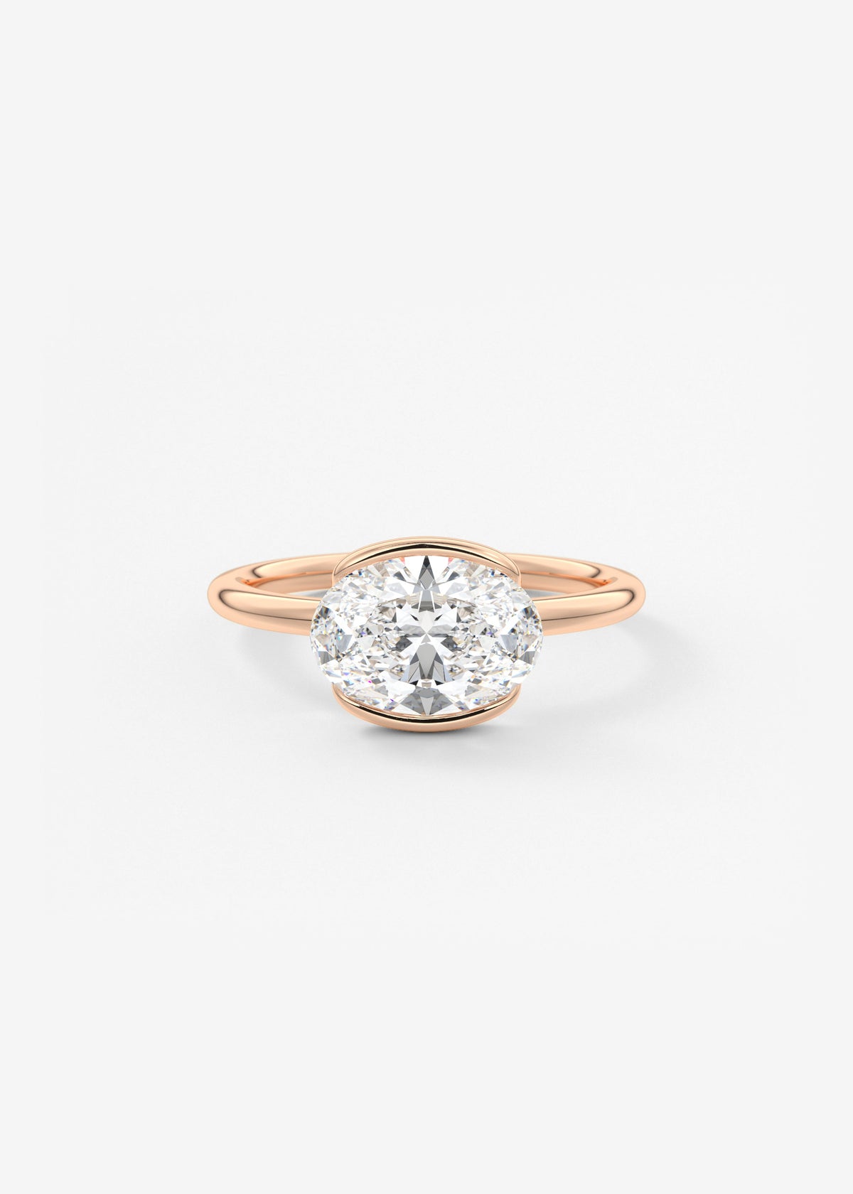 Oval Half Bezel Lab Grown Diamond Engagement Ring