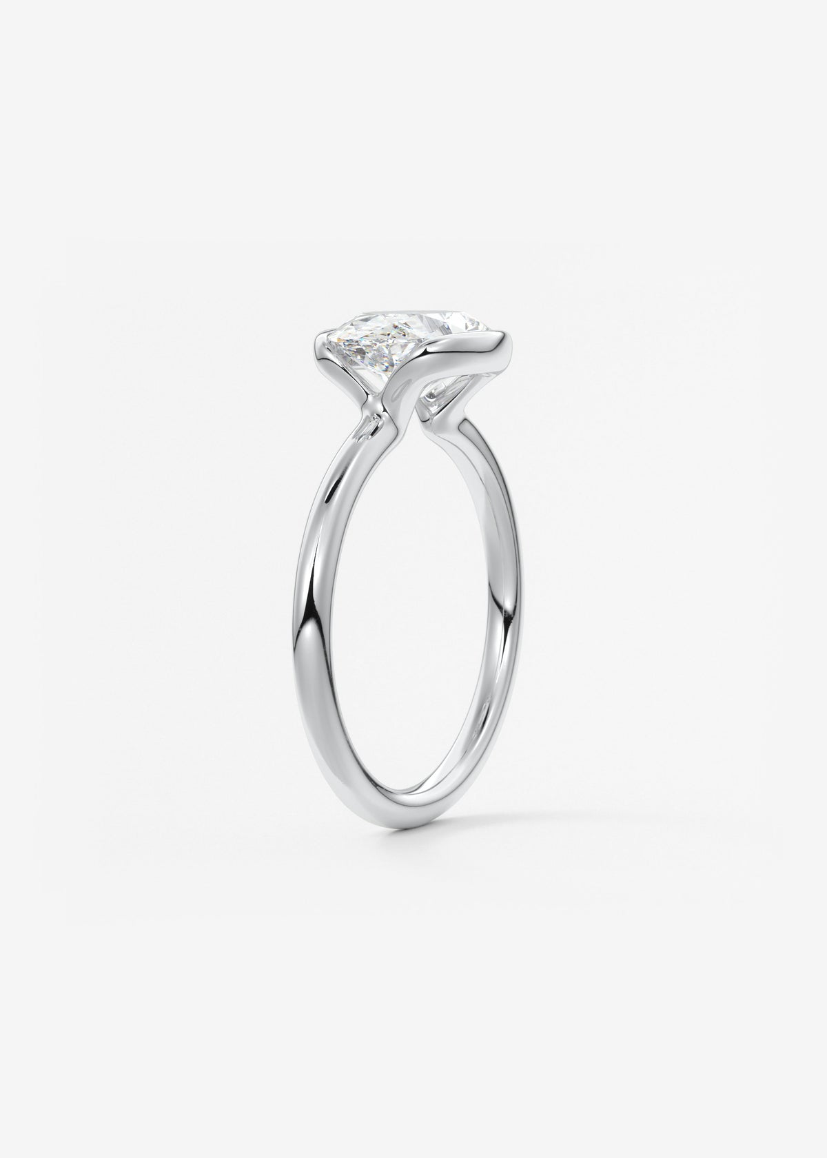 Oval Half Bezel Lab Grown Diamond Engagement Ring