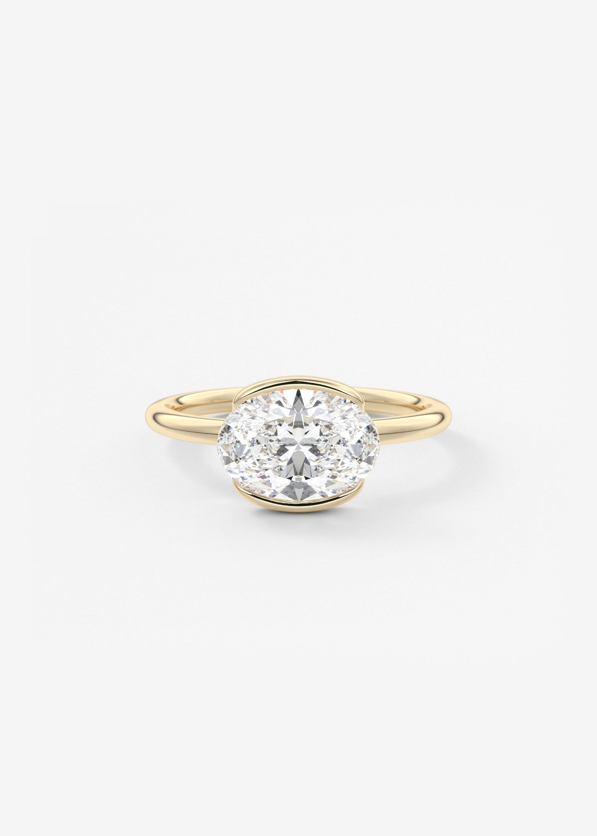 Oval Half Bezel Lab Grown Diamond Engagement Ring