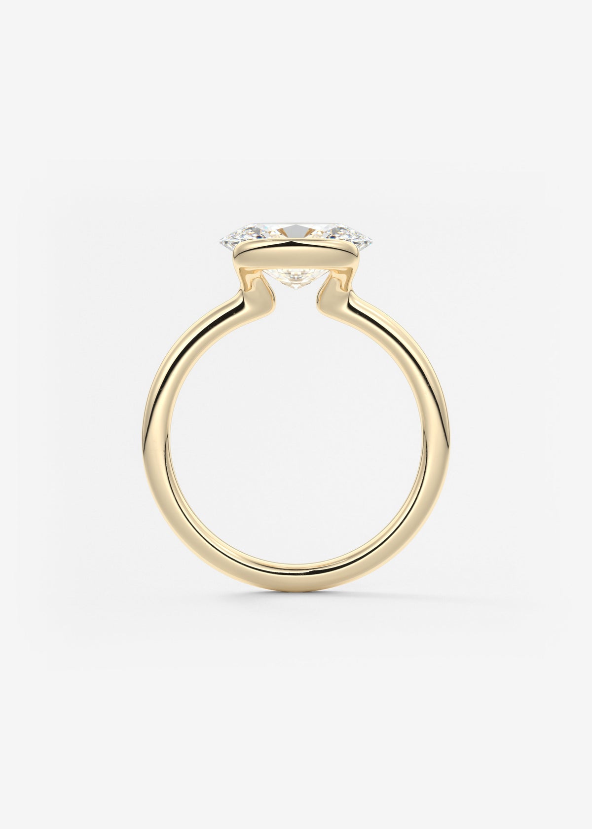 Oval Half Bezel Lab Grown Diamond Engagement Ring