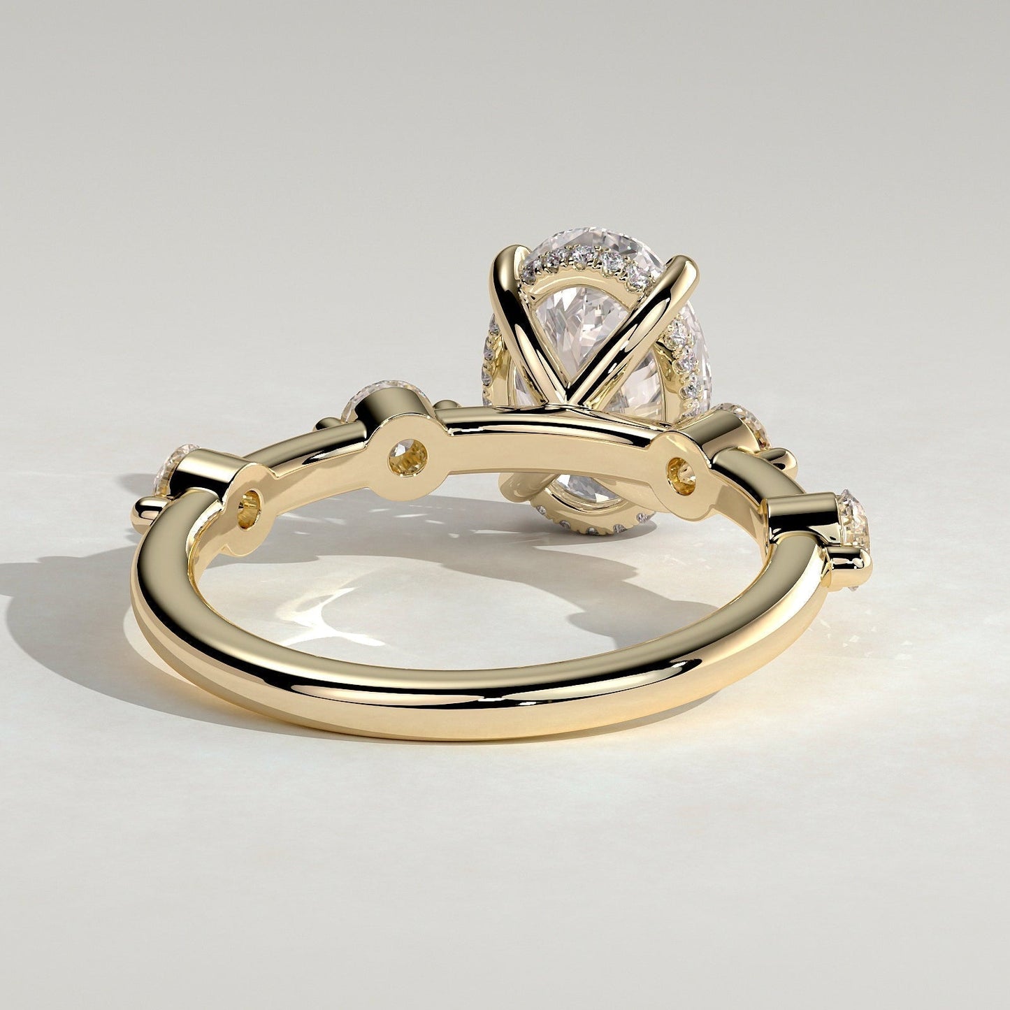 Oval Dainty Pave Lab Grown Diamond Engagement Ring