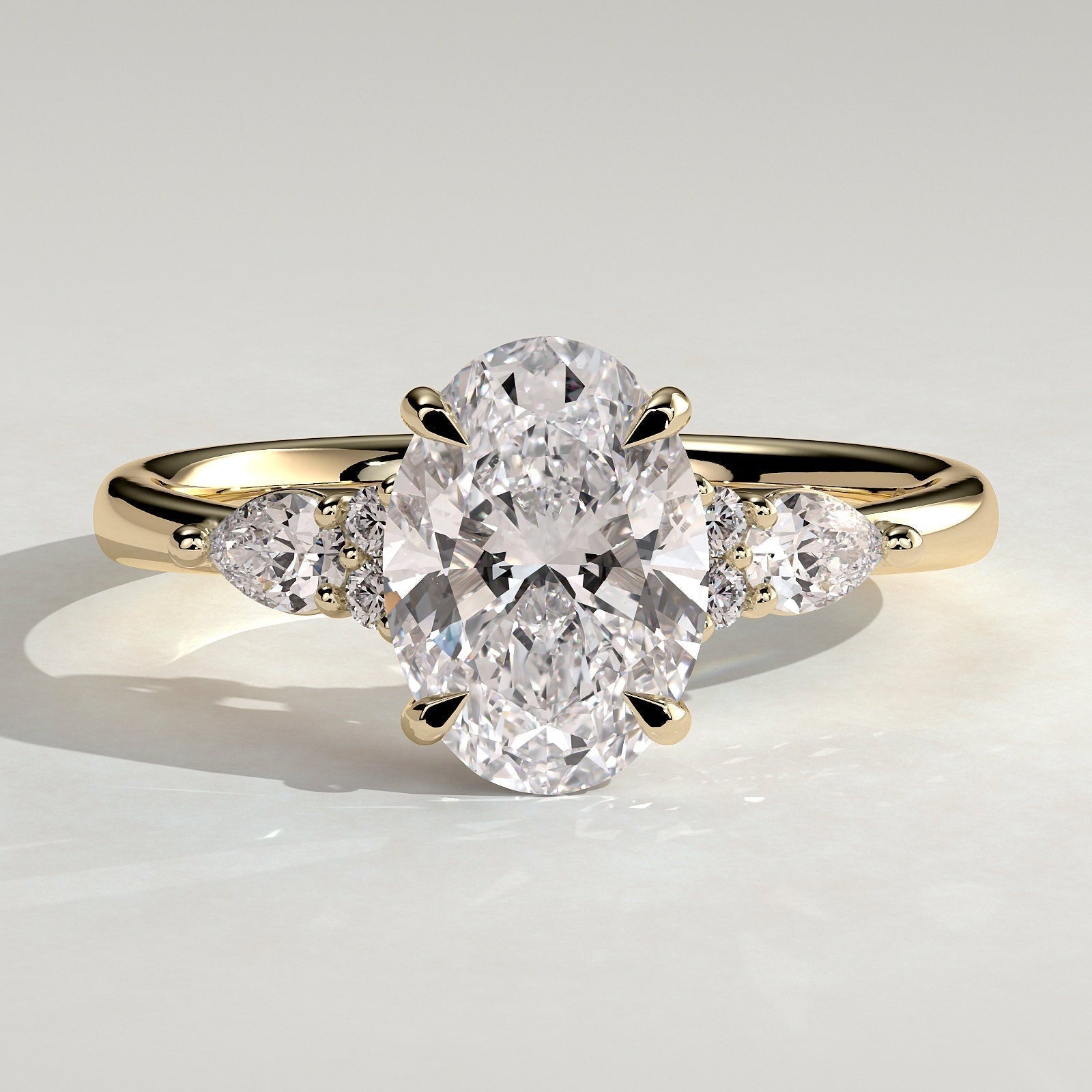 Oval Cluster Lab Grown Diamond Engagement Ring
