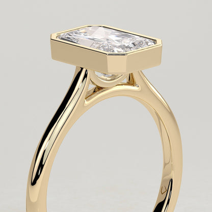 Radiant Bezel Solitaire Lab Grown Diamond Engagement Ring