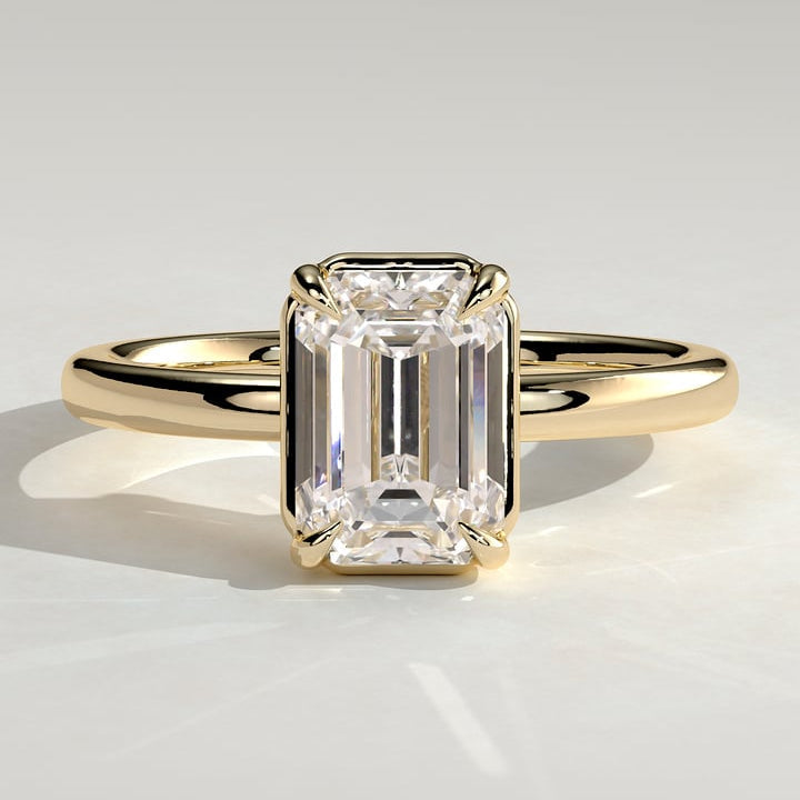 Emerald Bezel Solitaire Lab Grown Diamond Engagement Ring