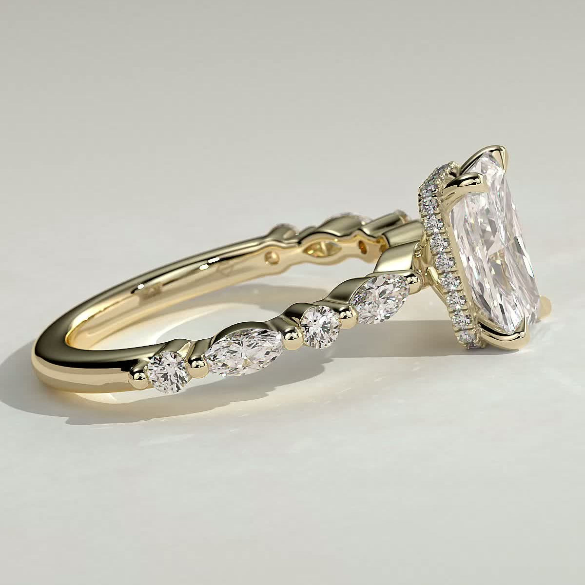 Radiant Hidden Halo Lab Grown Diamond Engagement Ring