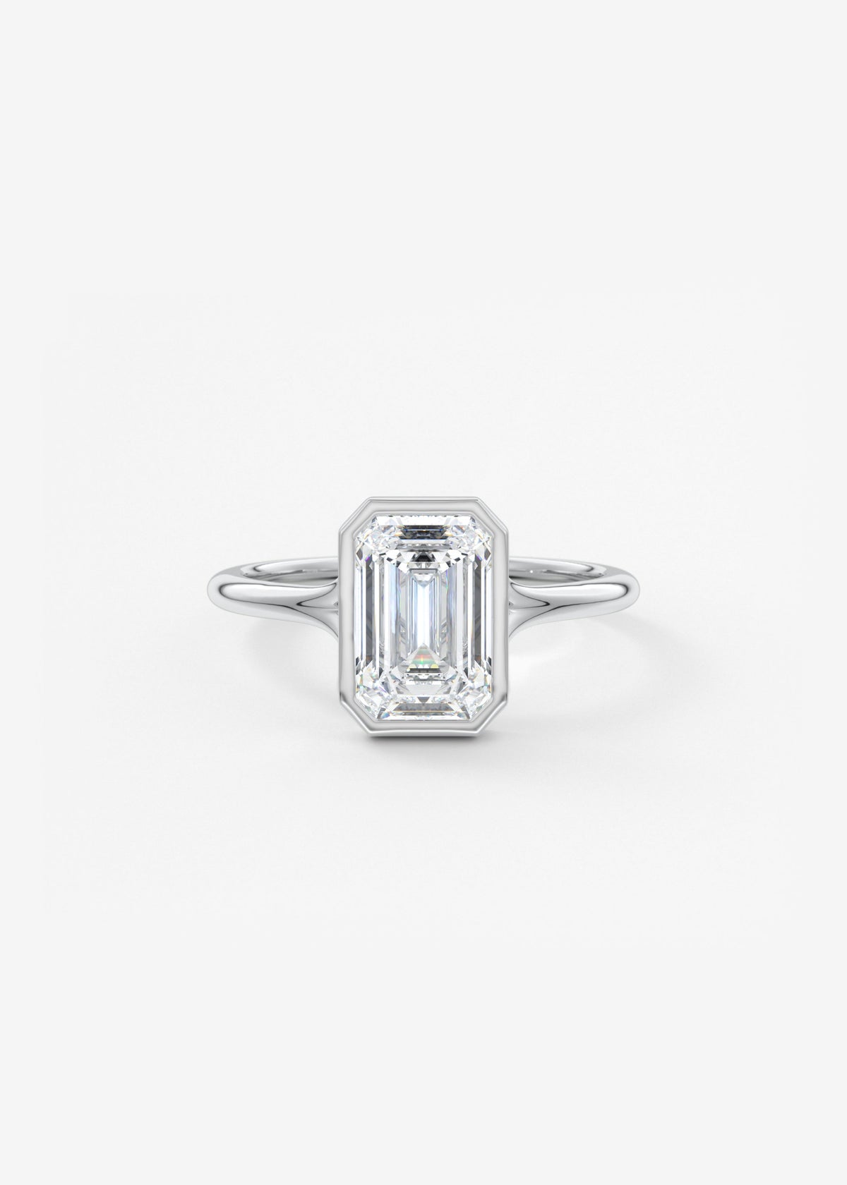 Emerald Bezel Lab Grown Diamond Engagement Ring