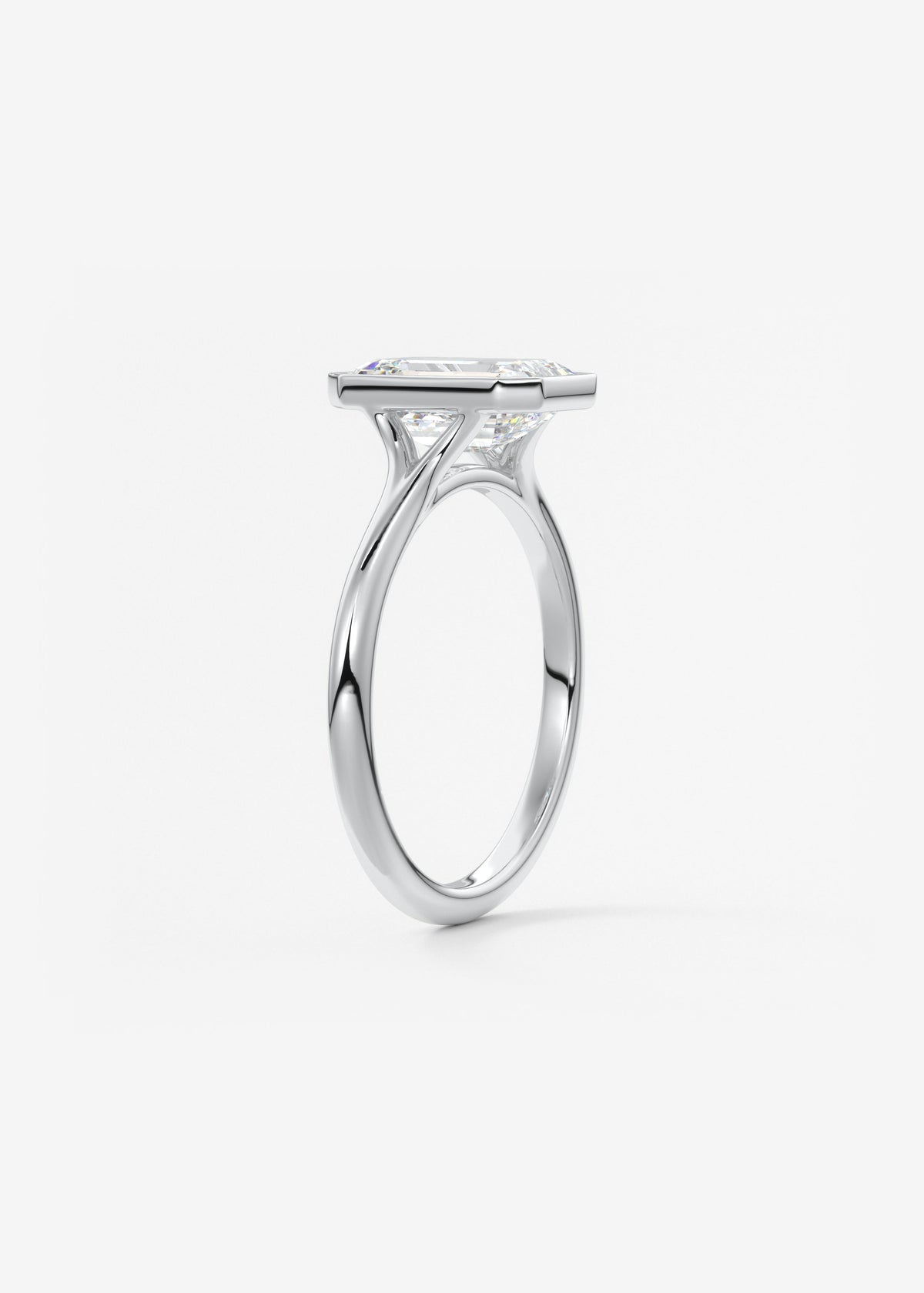 Emerald Bezel Lab Grown Diamond Engagement Ring