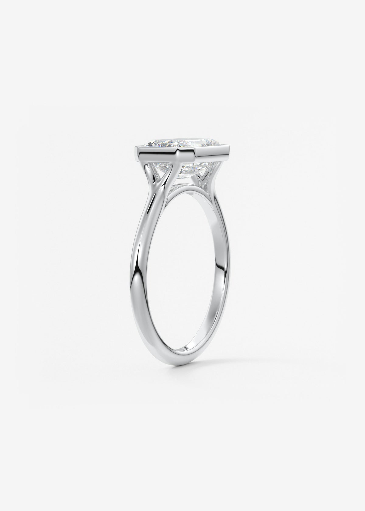 Emerald Bezel Split Shank Lab Grown Diamond Engagement Ring
