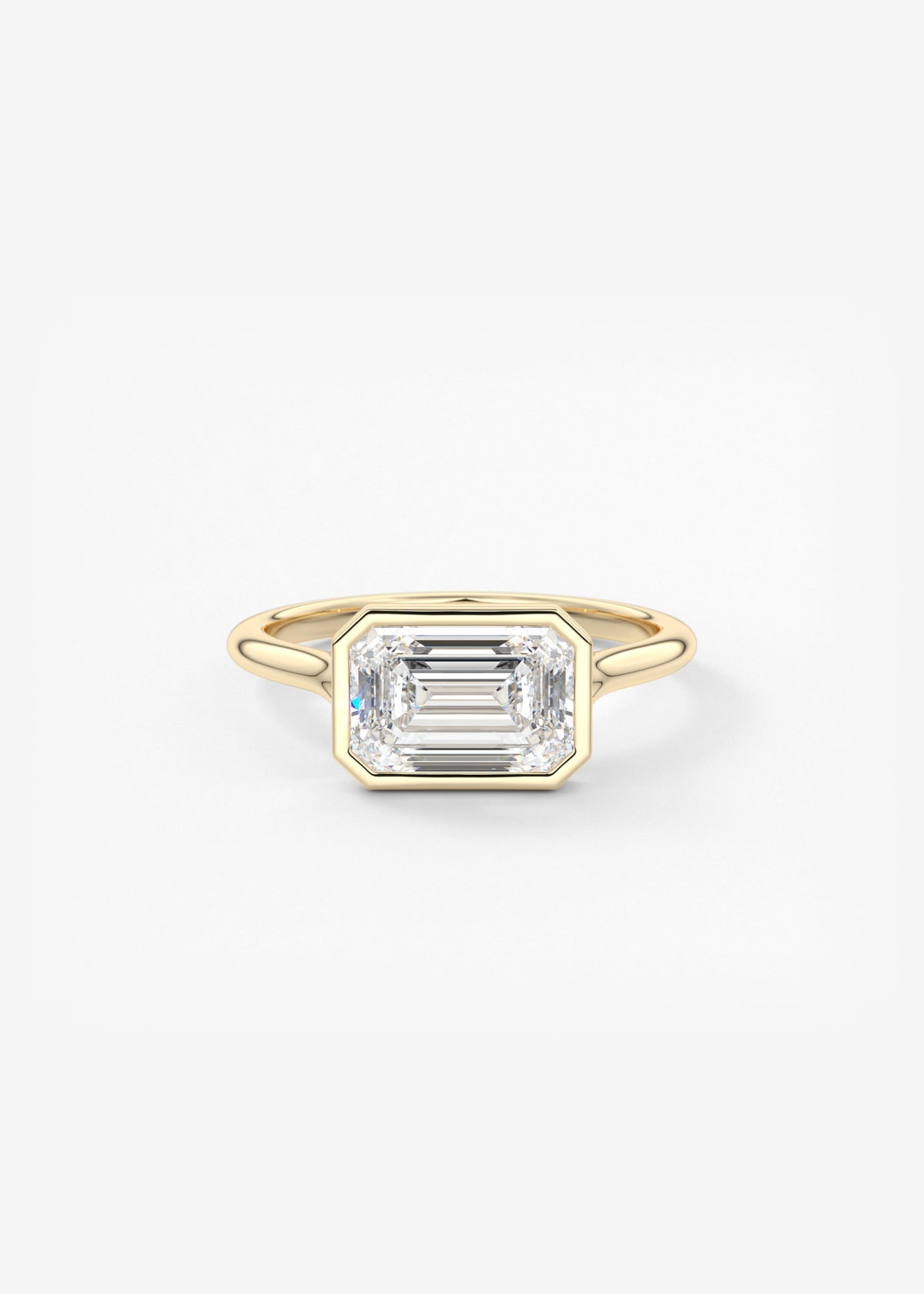 Emerald Bezel Split Shank Lab Grown Diamond Engagement Ring