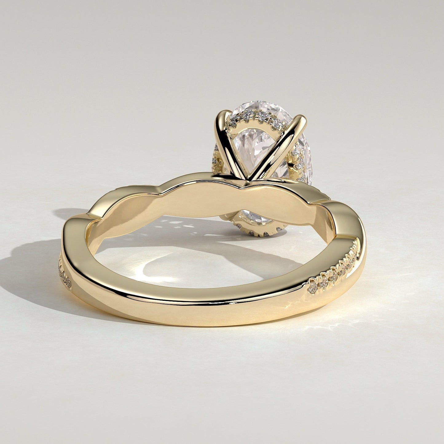Oval Twisted Pave Lab Grown Diamond Engagement Ring