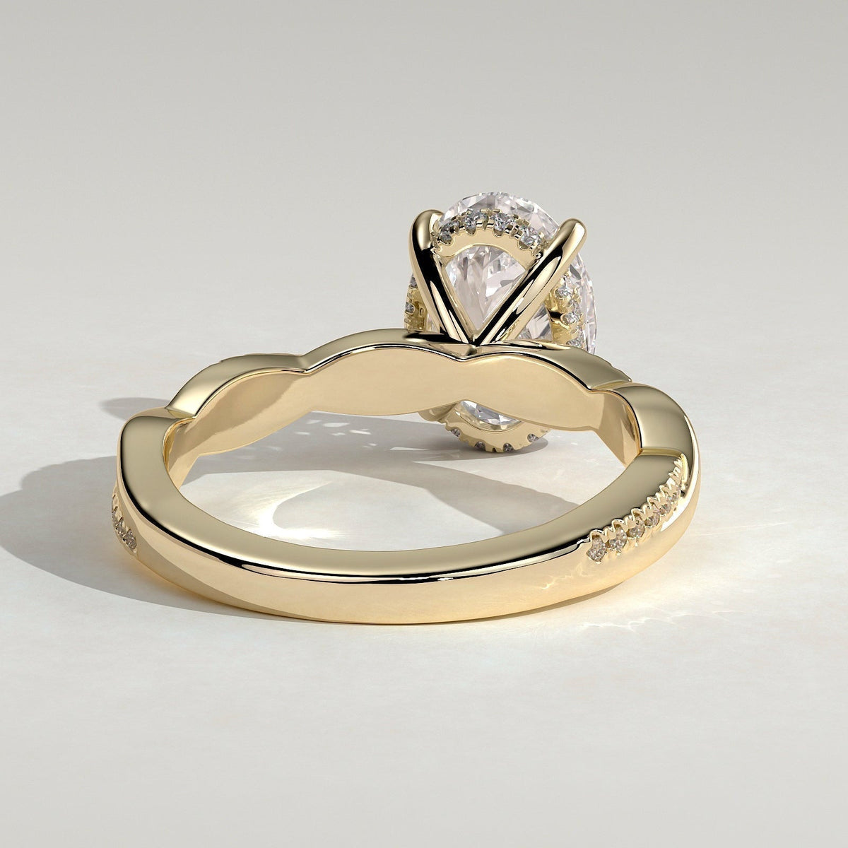 Oval Twisted Pave Lab Grown Diamond Engagement Ring
