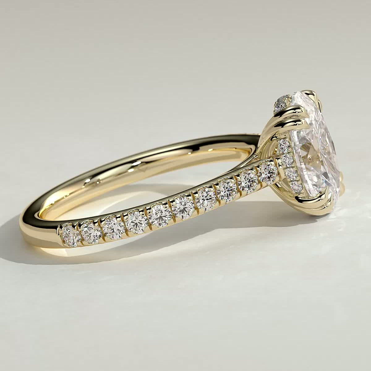 Oval Pave Lab Grown Diamond Engagement Ring