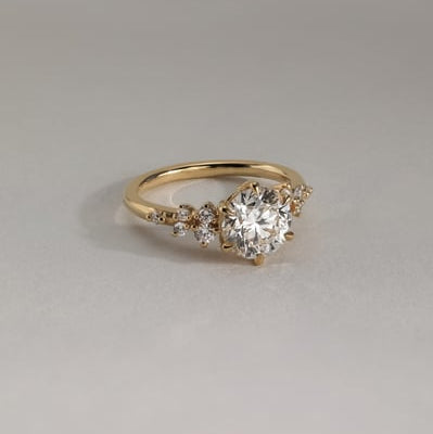 Round Cluster Lab Grown Diamond Engagement Ring
