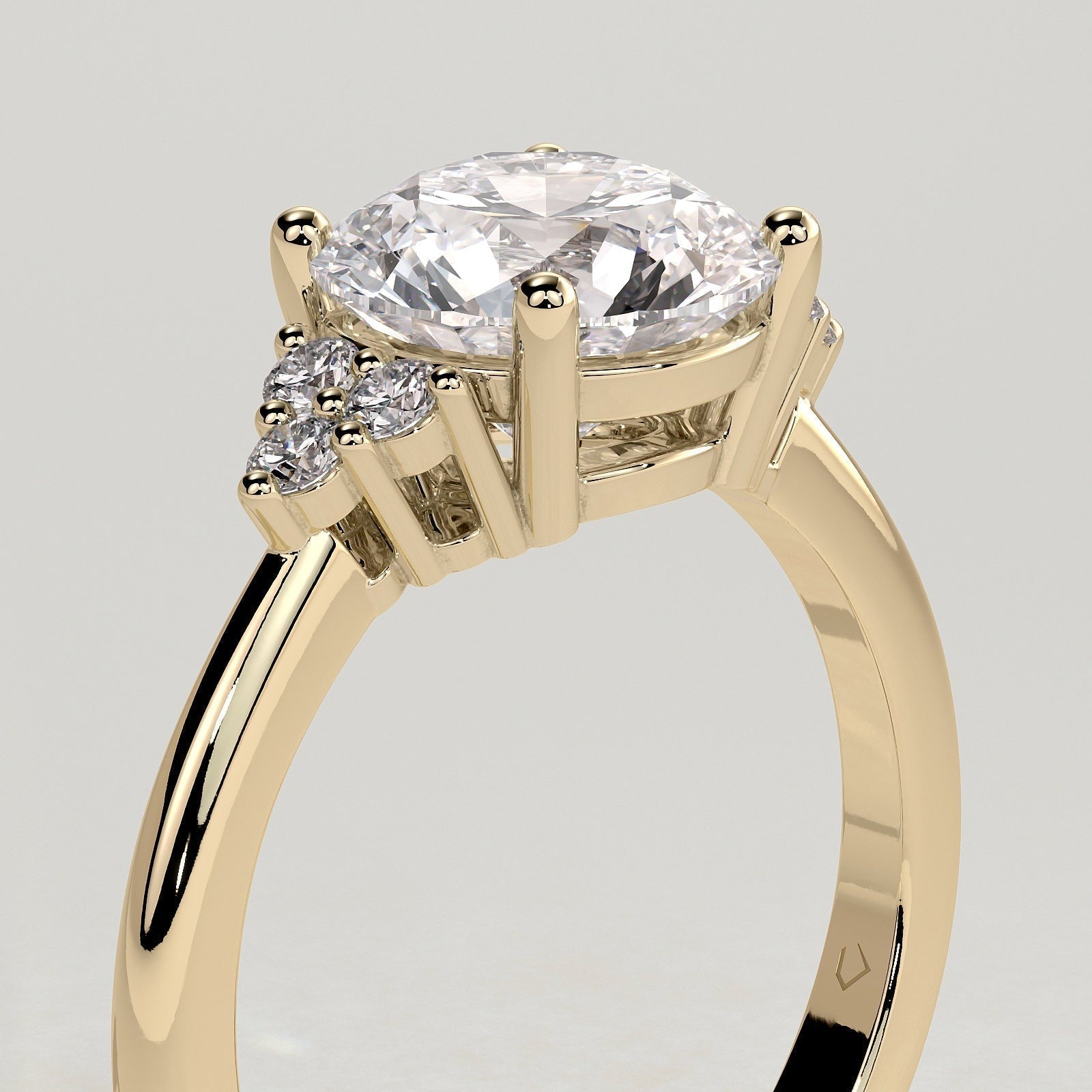 Round Cluster Lab Grown Diamond Engagement Ring