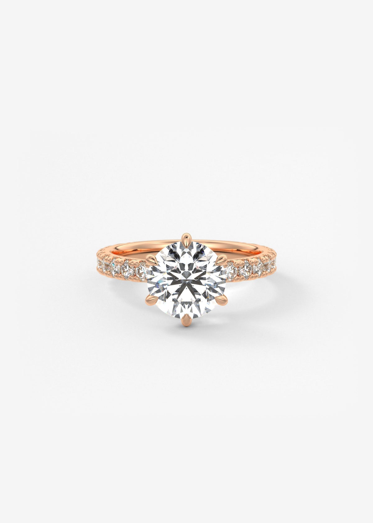 Round Pave Lab Grown Diamond Engagement Ring