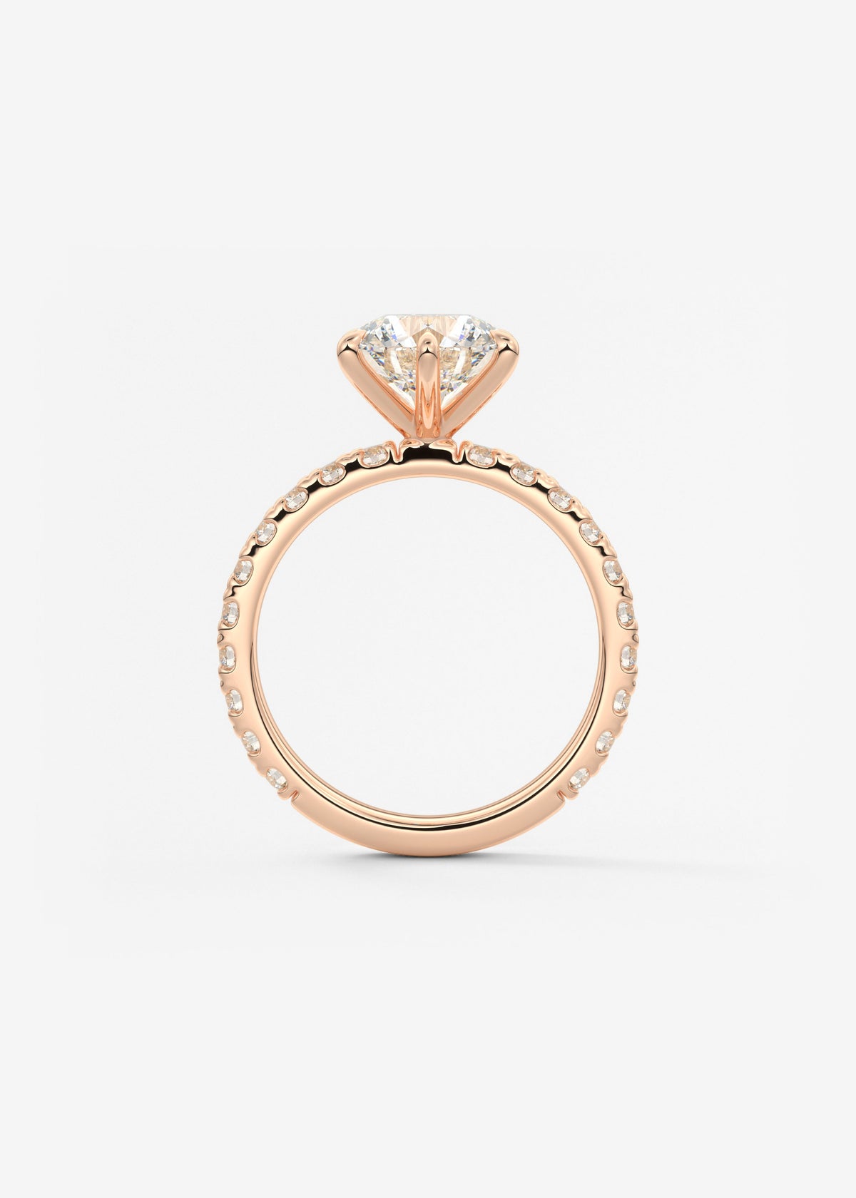 Round Pave Lab Grown Diamond Engagement Ring