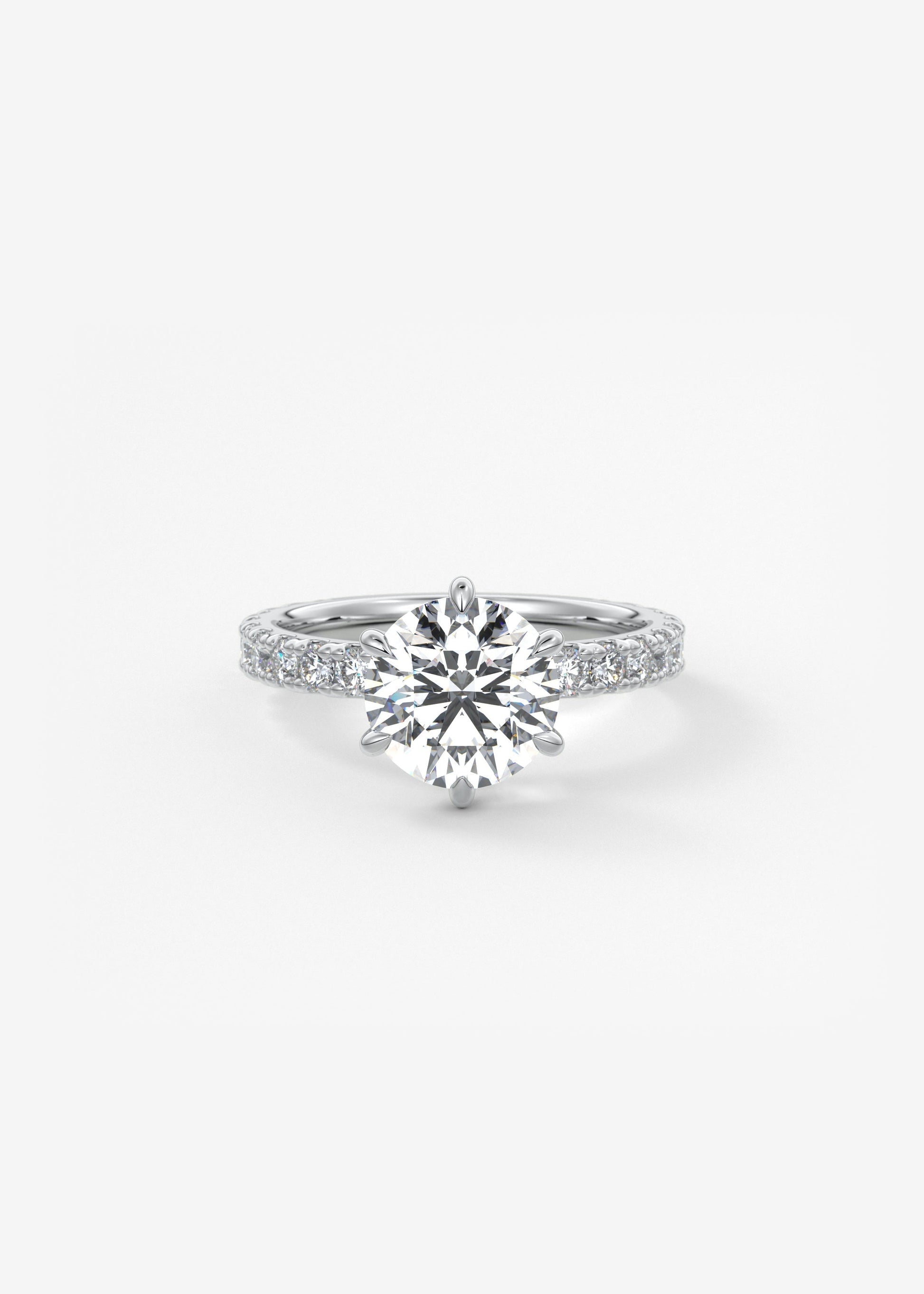 Round Pave Lab Grown Diamond Engagement Ring