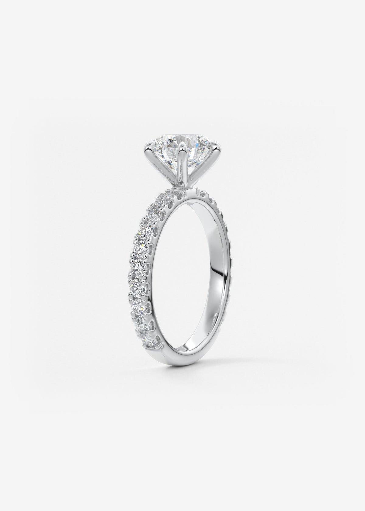 Round Pave Lab Grown Diamond Engagement Ring