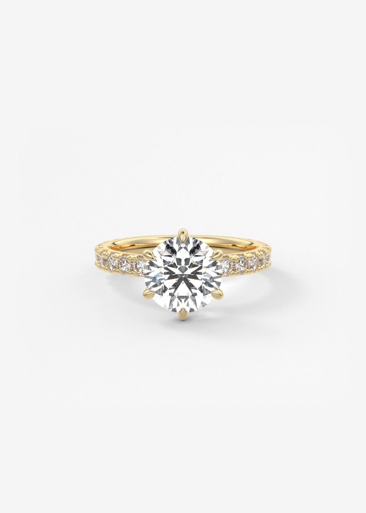 Round Pave Lab Grown Diamond Engagement Ring