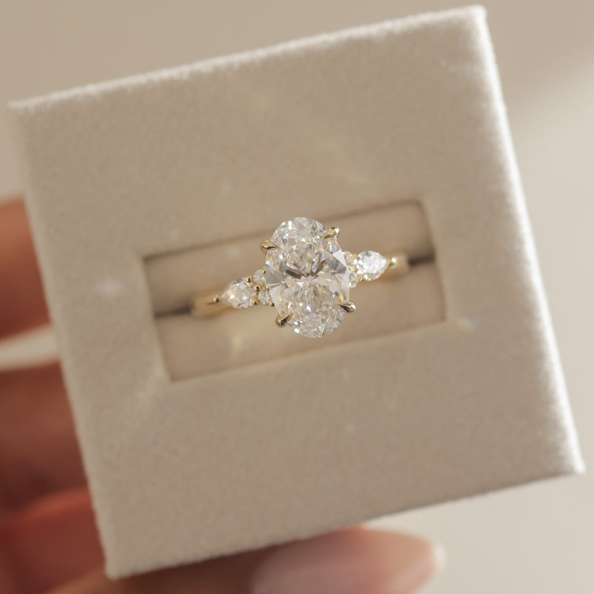 Oval Cluster Lab Grown Diamond Engagement Ring