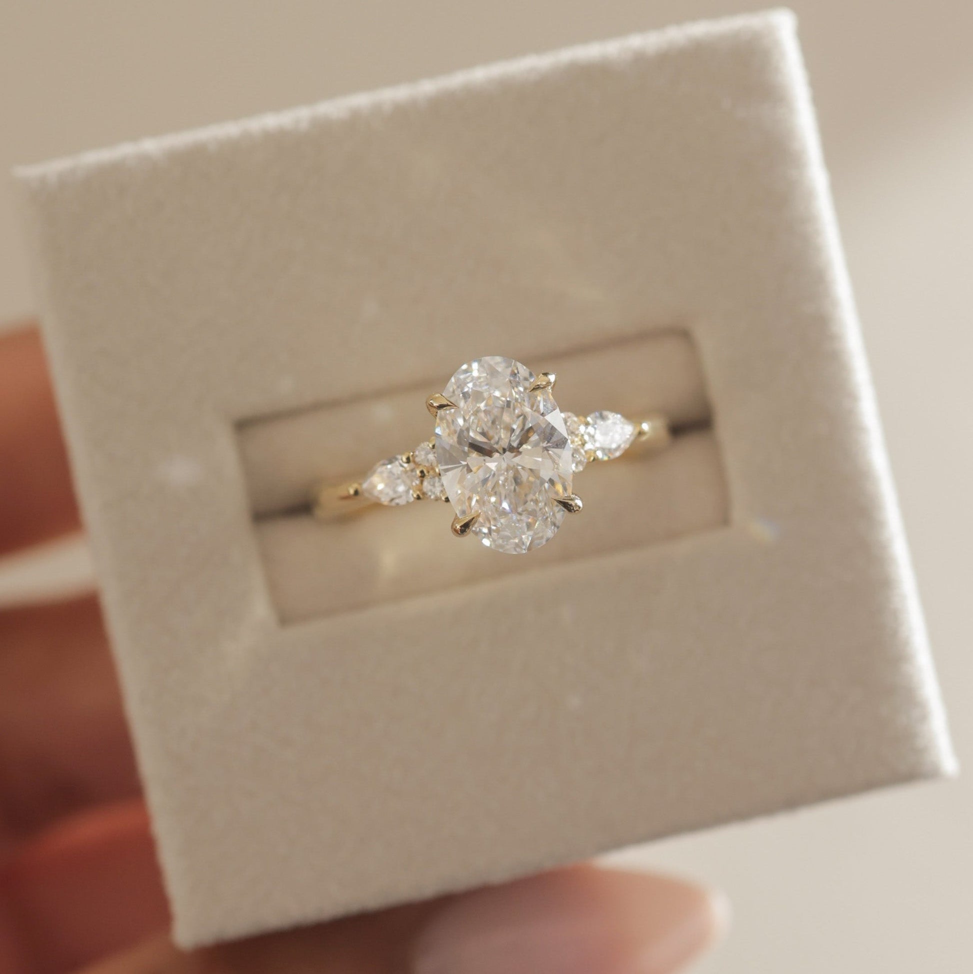 Oval Cluster Lab Grown Diamond Engagement Ring