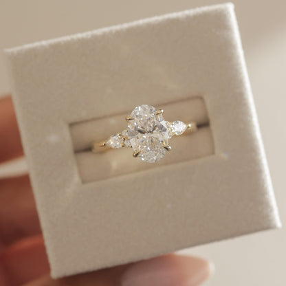 Oval Cluster Lab Grown Diamond Engagement Ring