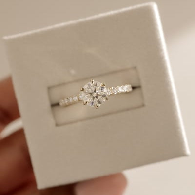 Round Pave Lab Grown Diamond Engagement Ring