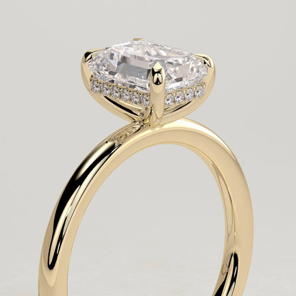 Emerald Hidden Halo Lab Grown Diamond Engagement Ring
