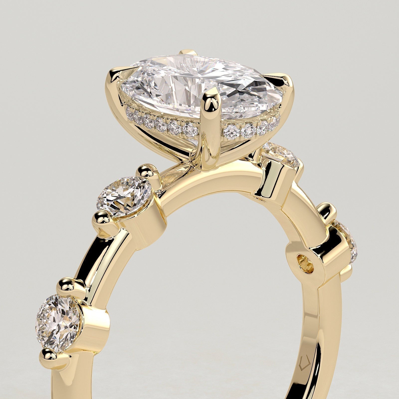 Oval Dainty Pave Lab Grown Diamond Engagement Ring