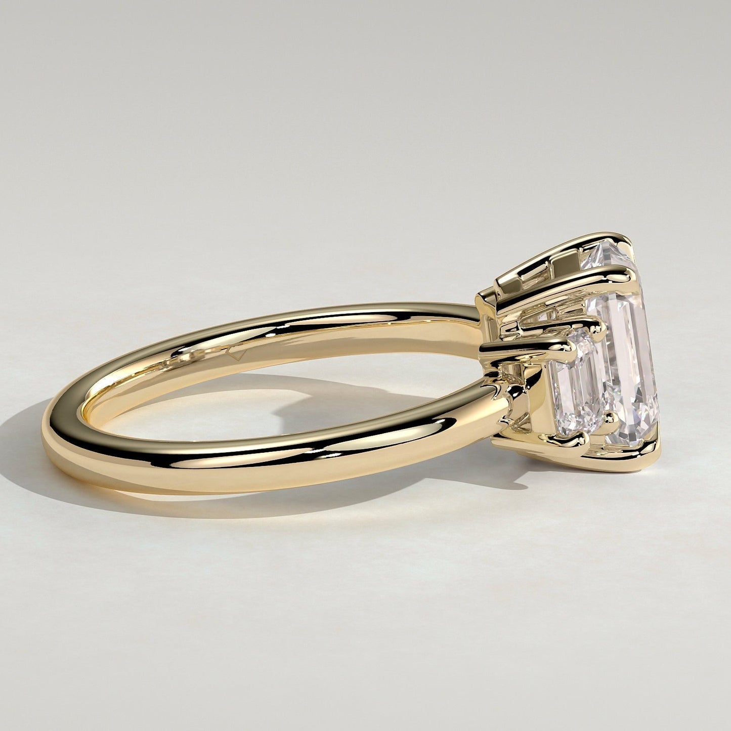 Emerald Three Stone Lab Grown Diamond Engagement Ring