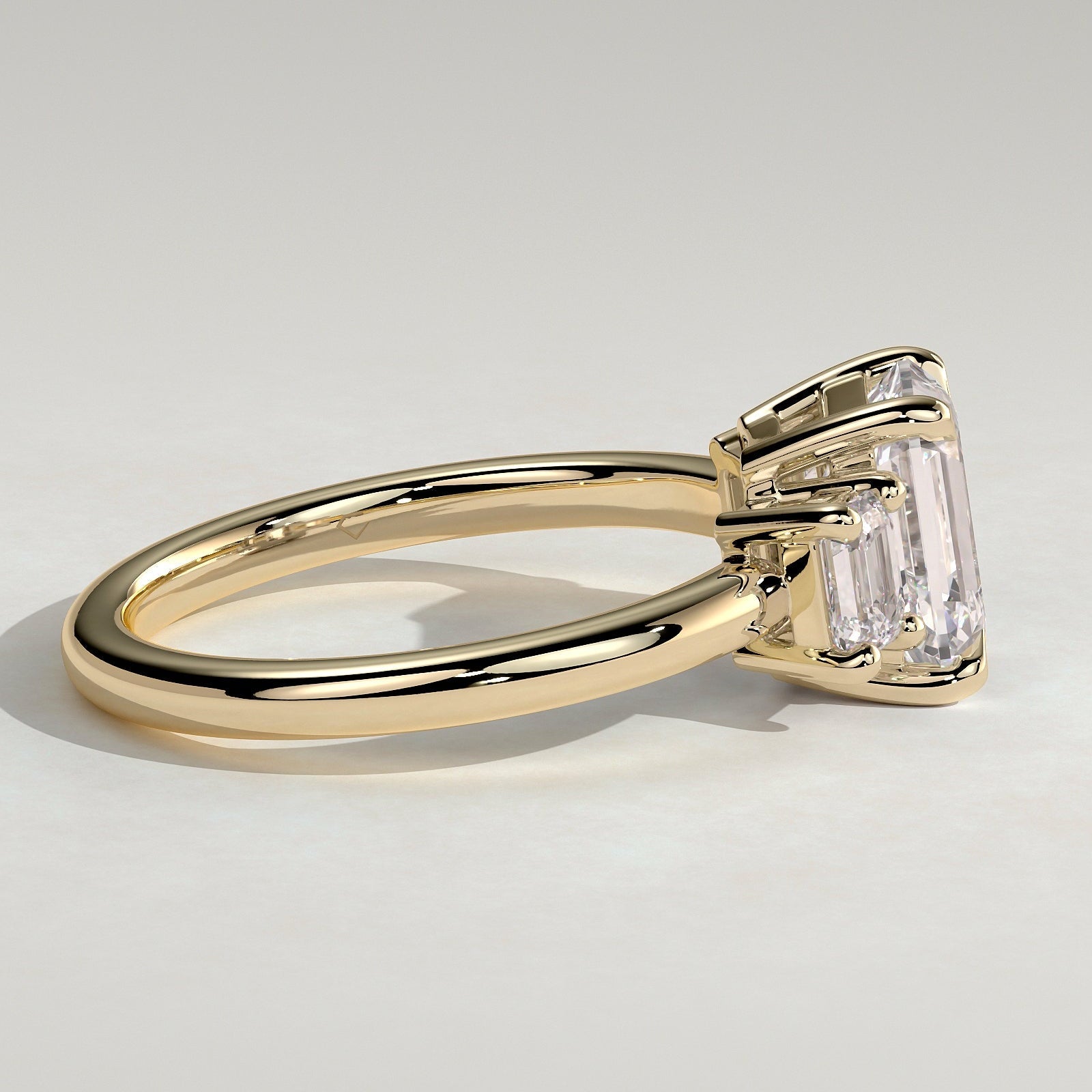 Emerald Three Stone Lab Grown Diamond Engagement Ring