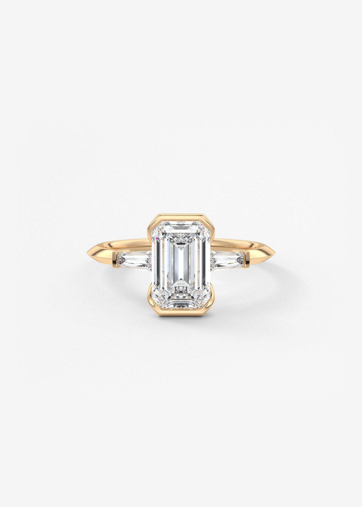 Emerald Three Stone Lab Grown Diamond Engagement Ring