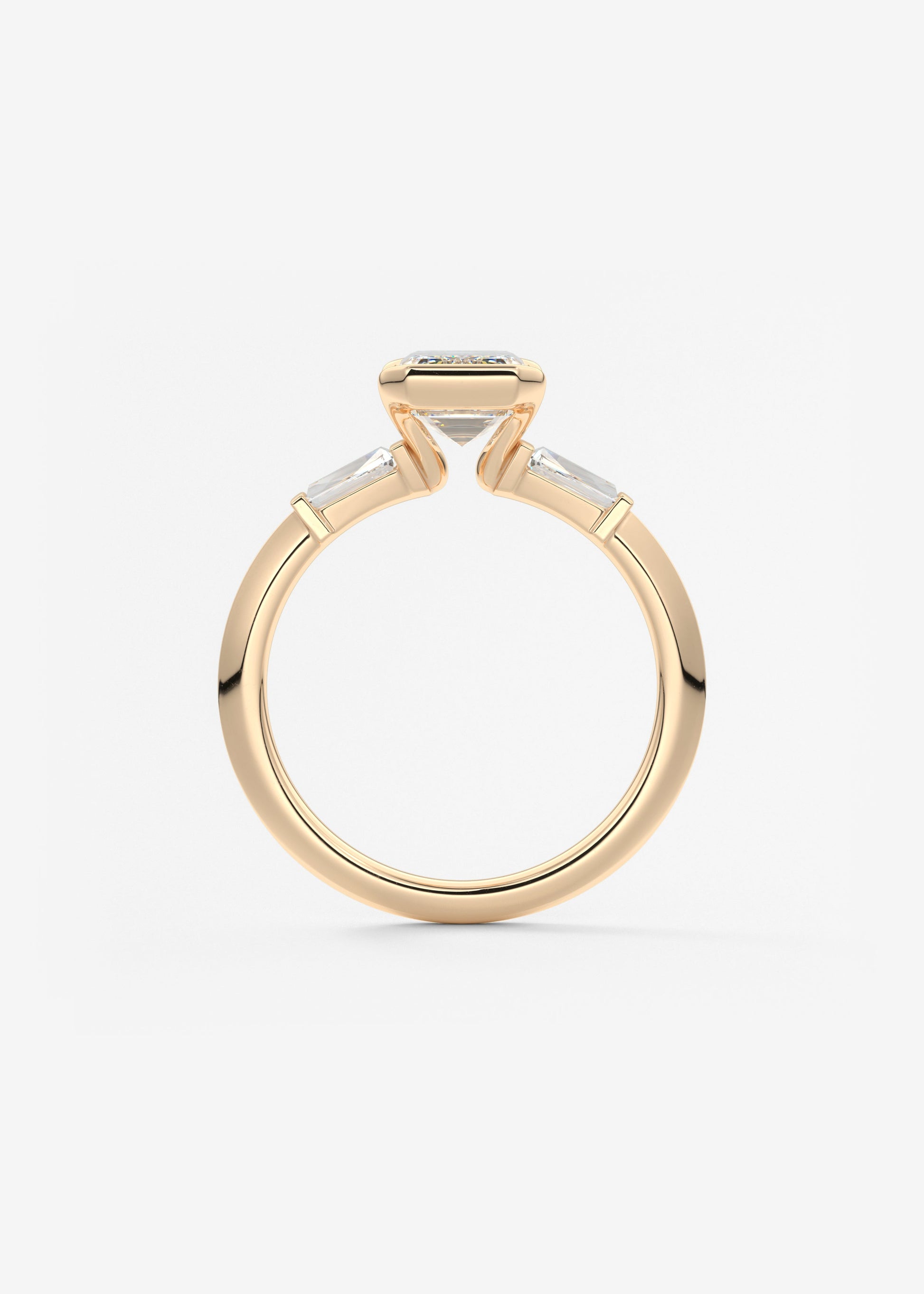 Emerald Three Stone Lab Grown Diamond Engagement Ring