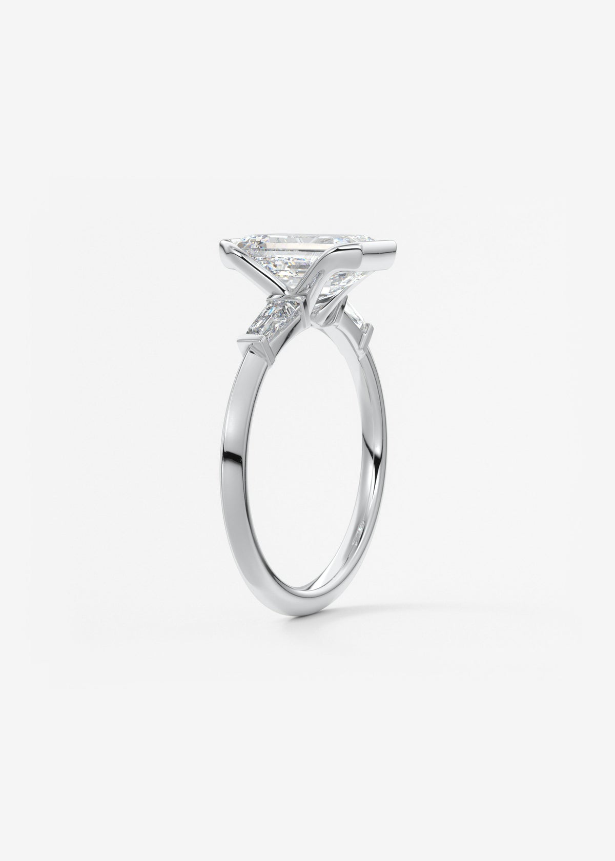 Emerald Three Stone Lab Grown Diamond Engagement Ring