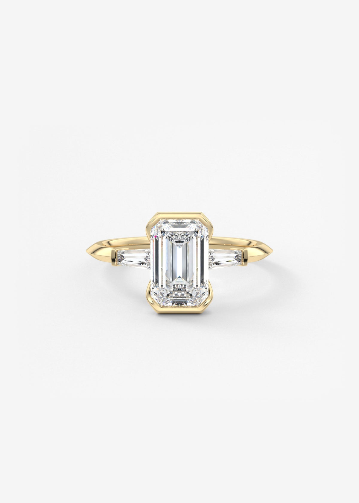 Emerald Three Stone Lab Grown Diamond Engagement Ring