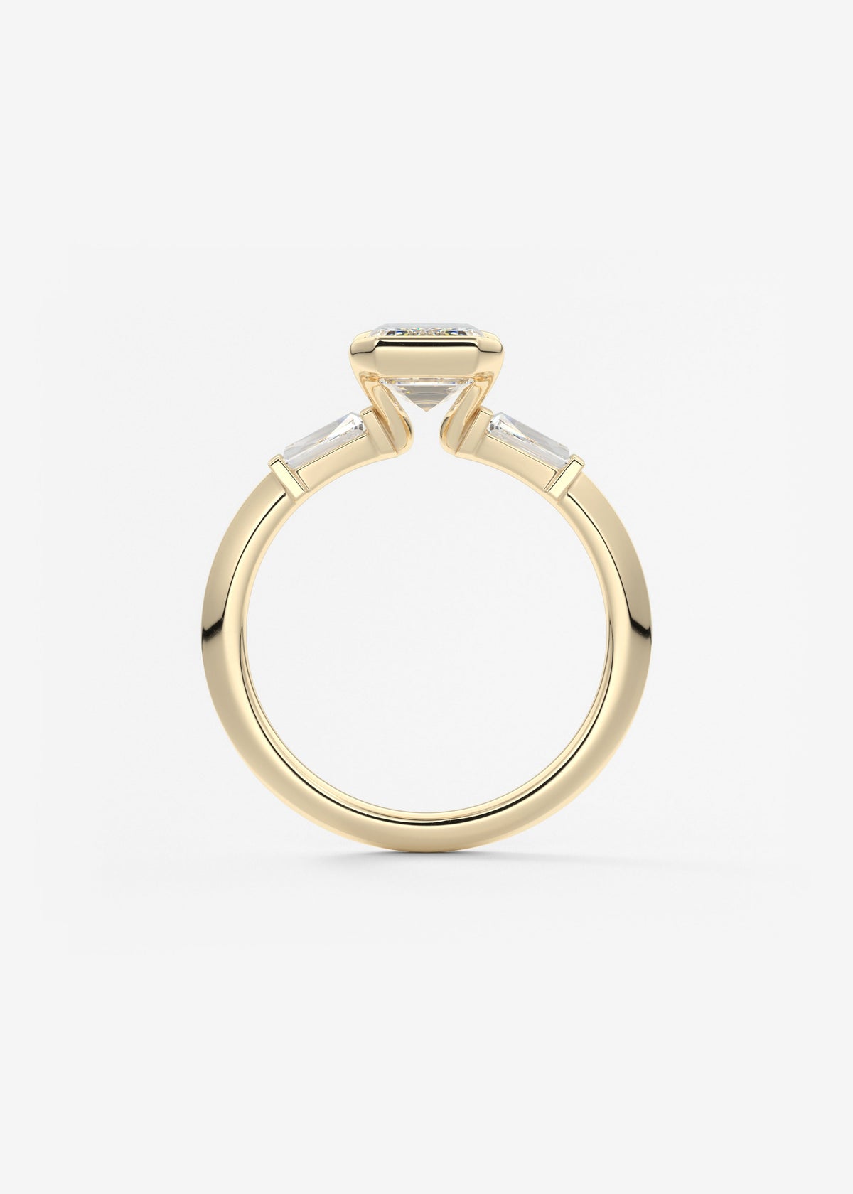 Emerald Three Stone Lab Grown Diamond Engagement Ring
