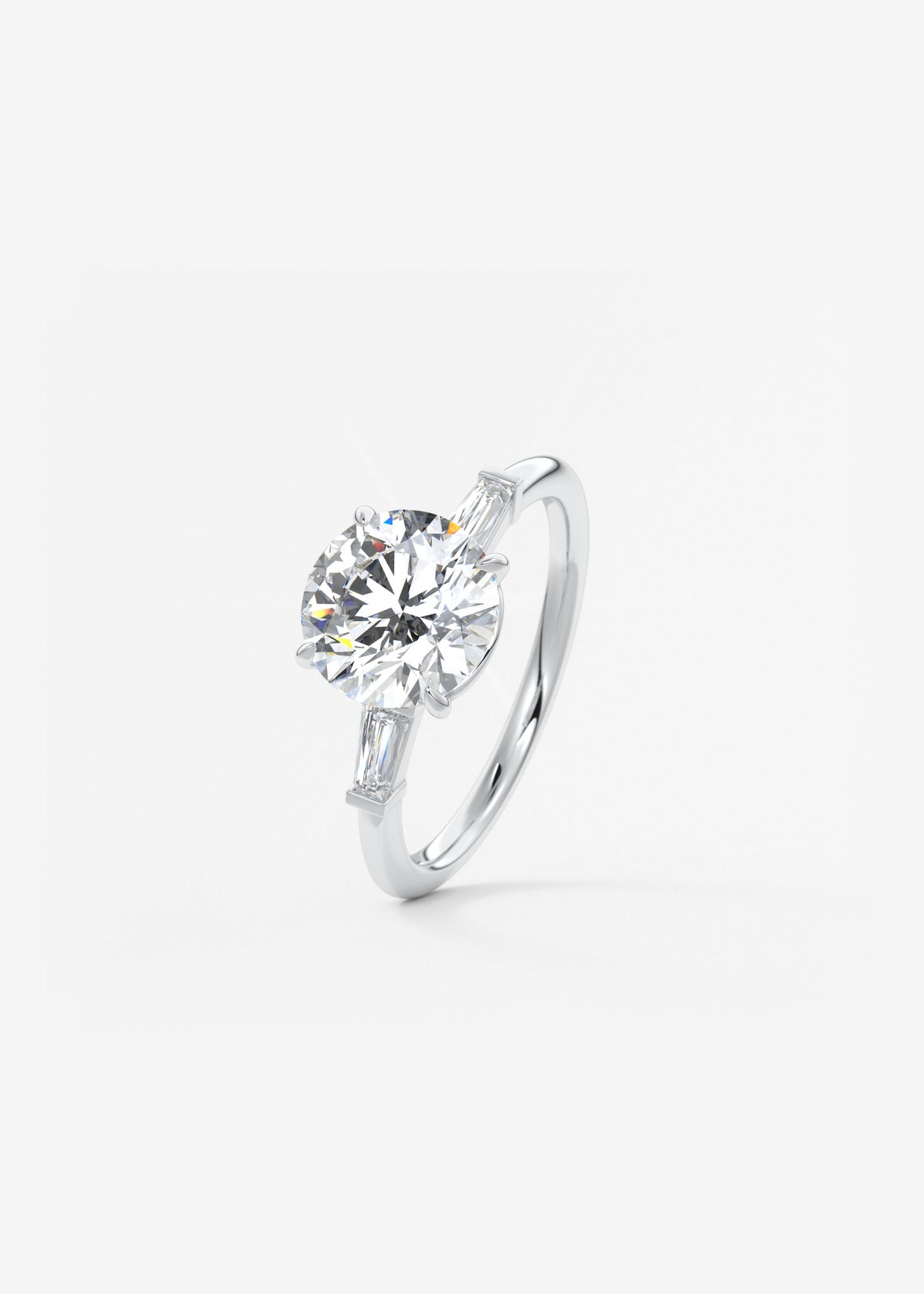 Round Three Stone Lab Grown Diamond Engagement Ring