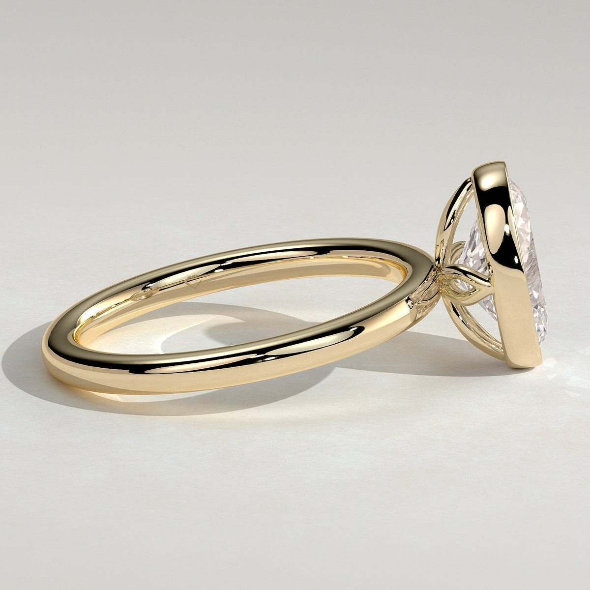 Oval Bezel Solitaire Lab Grown Diamond Engagement Ring