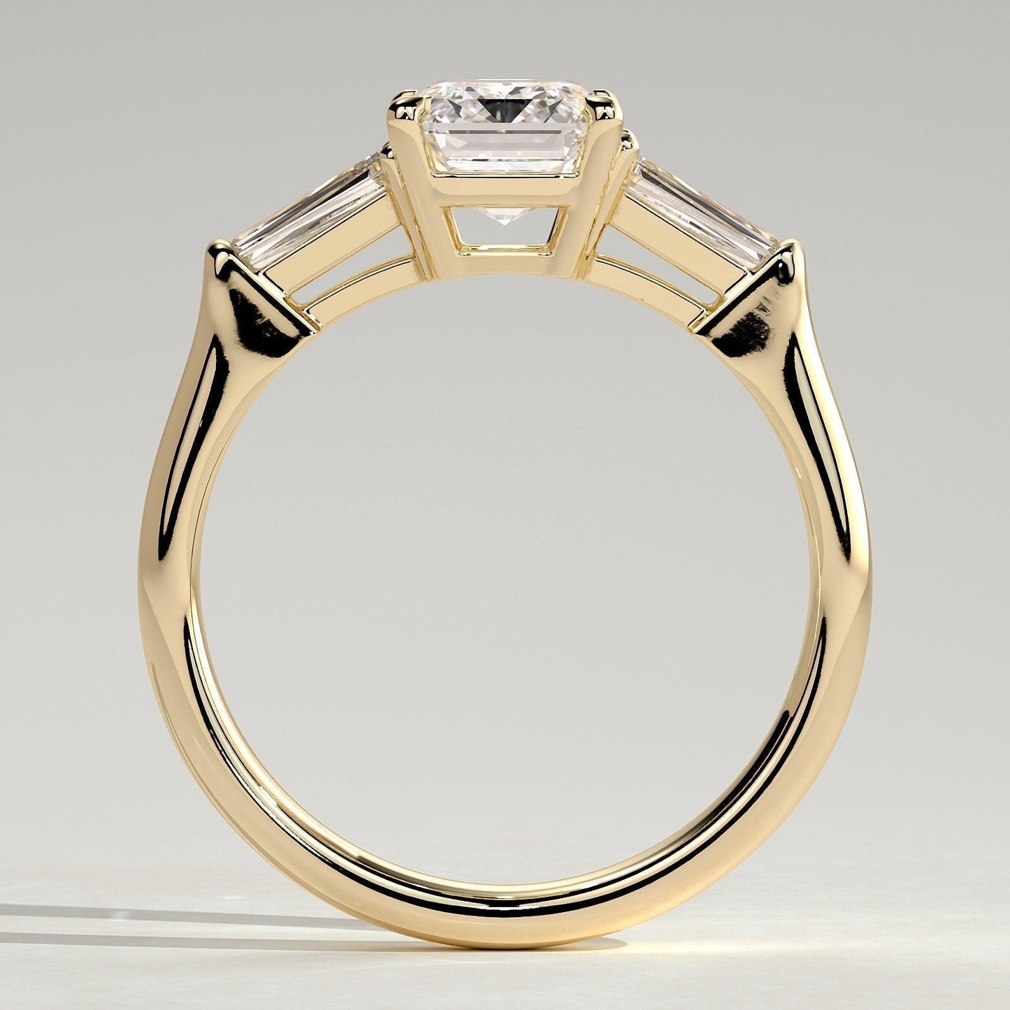 Emerald Three Stone Lab Grown Diamond Engagement Ring