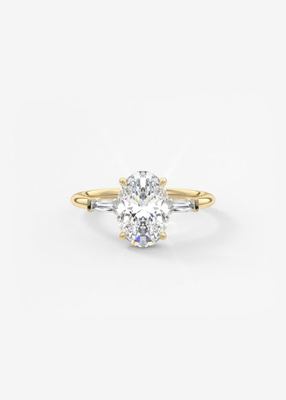 Oval Three Stone Lab Grown Diamond Engagement Ring