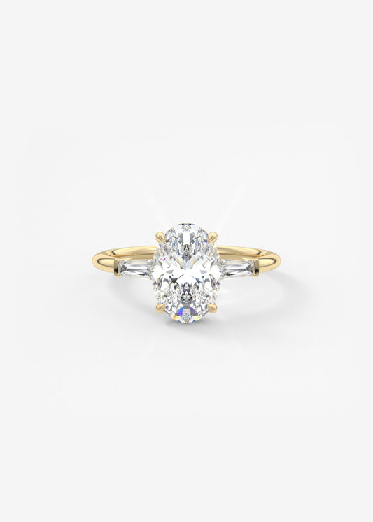 Oval Three Stone Lab Grown Diamond Engagement Ring