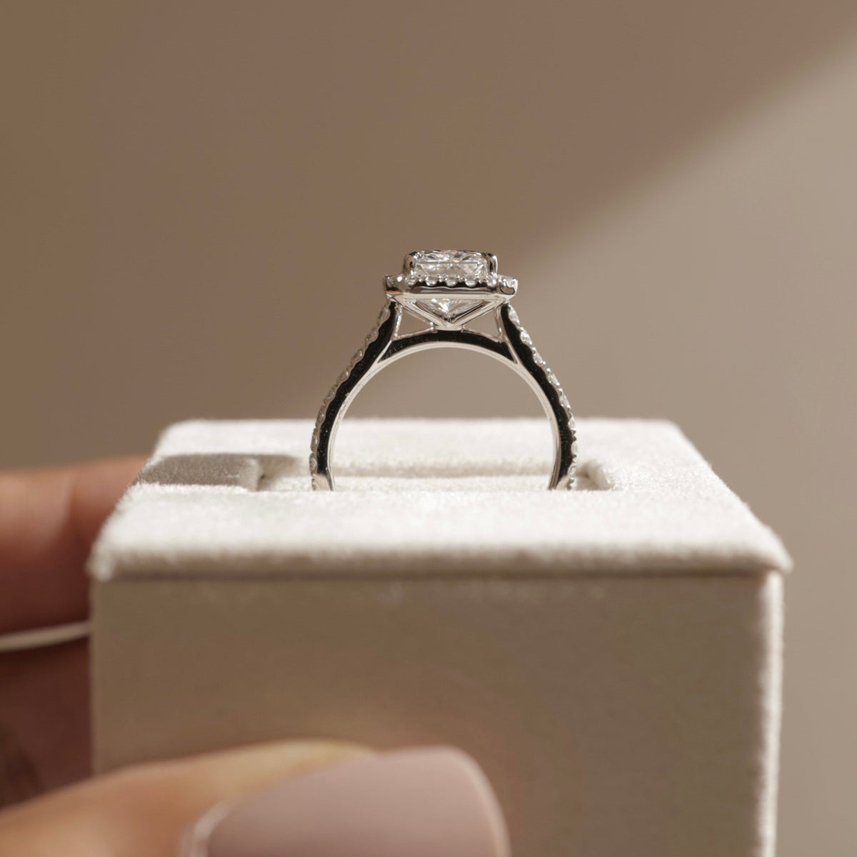 Radiant Halo & Pave Lab Grown Diamond Engagement Ring