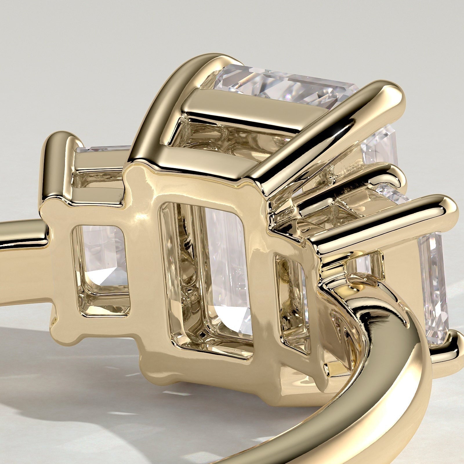 Emerald Three Stone Lab Grown Diamond Engagement Ring
