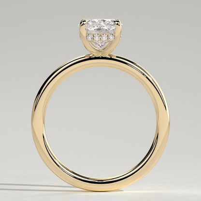 Elongated Cushion Hidden Halo Lab Grown Diamond Engagement Ring