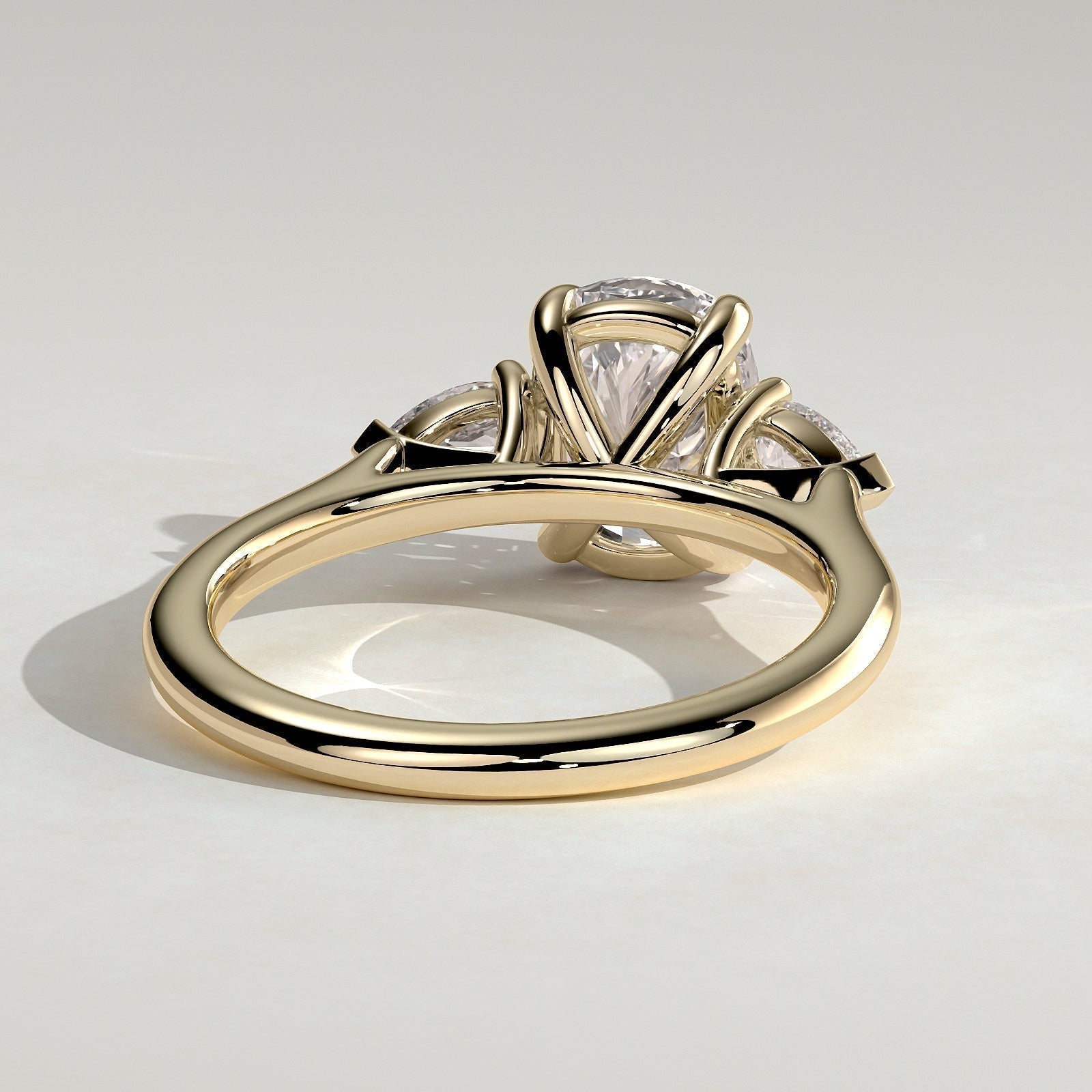 Elongated Cushion Three Stone Lab Grown Diamond Engagement Ring