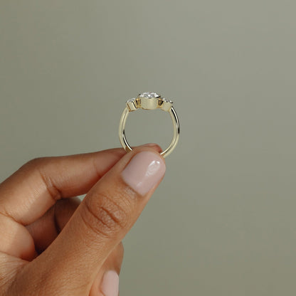 Oval Three Stone Bezel Lab Grown Diamond Engagement Ring