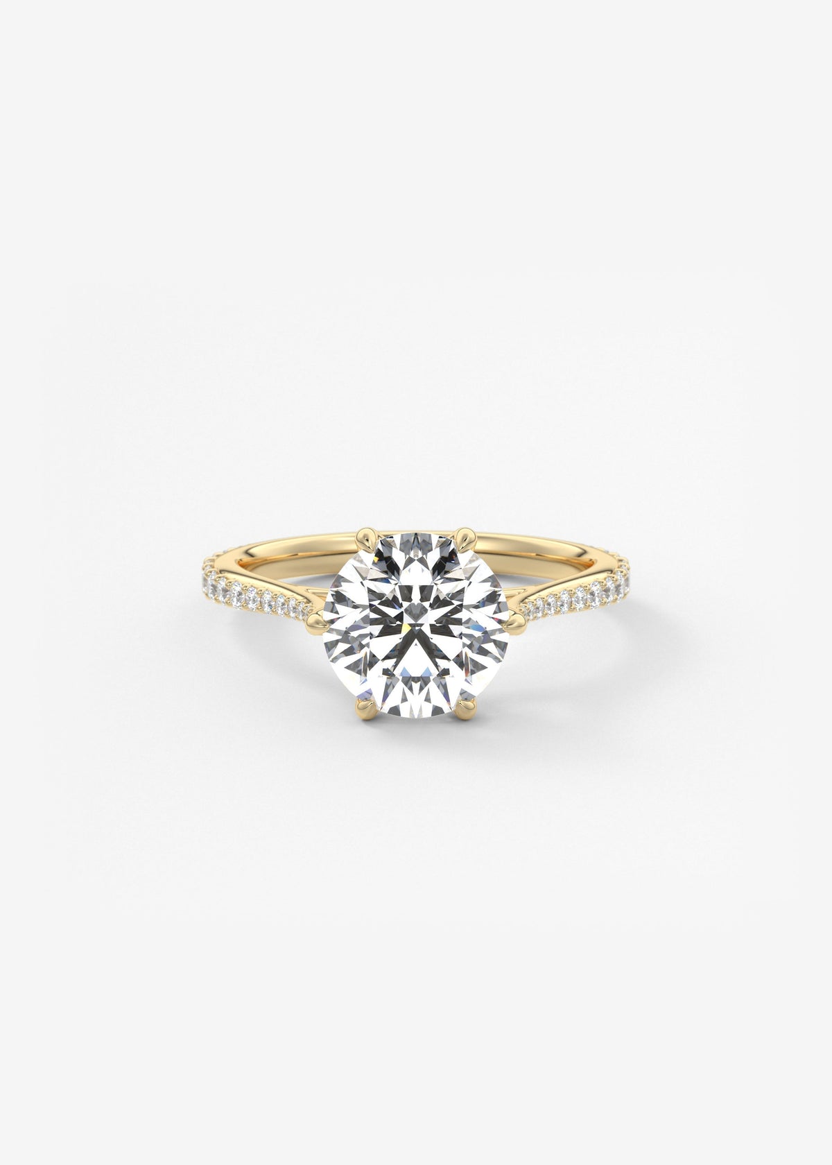 Round Pave Cathedral Lab Grown Diamond Engagement Ring